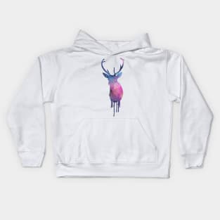 Watercolor cosmic deer Kids Hoodie